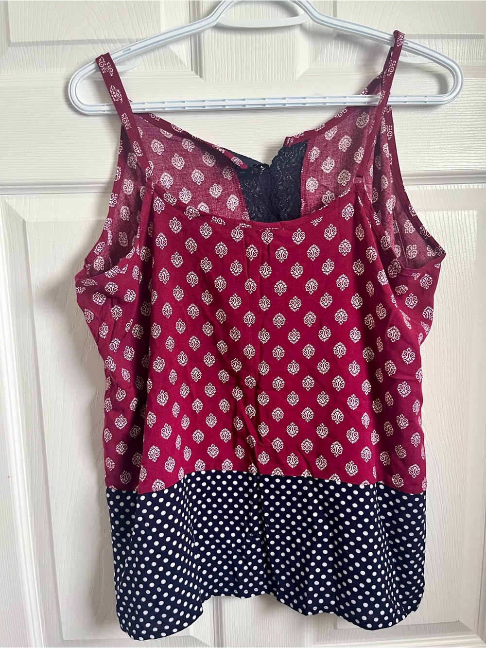 Rhapsody Noire Tank Top Boho Lace XL Sleeveless Polka Dot Summer Adjustable - Picture 6 of 7